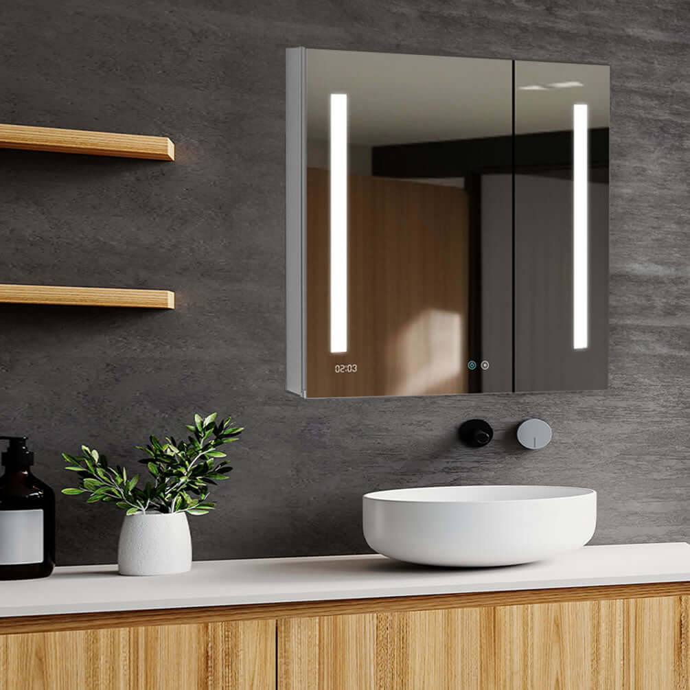 AAquadom Signature LED Medicine Cabinet 36" Wide x 36" High with full complement of controls and functions.
