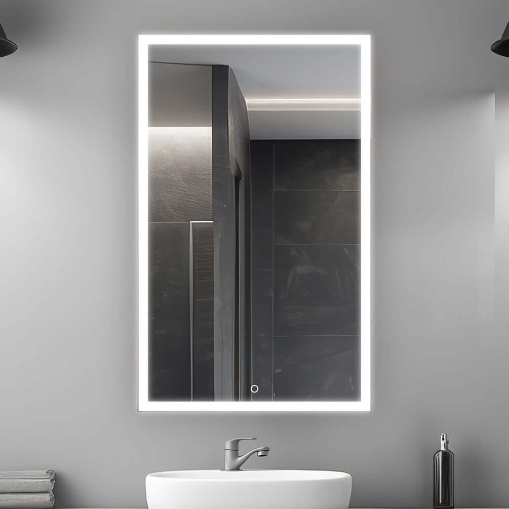 Aquadom 20" or 24" Edge Royal Medicine Cabinet is 32" Tall and has an LED-lighted interior 3x Makeup Mirror that's height-adjustable and detachable.