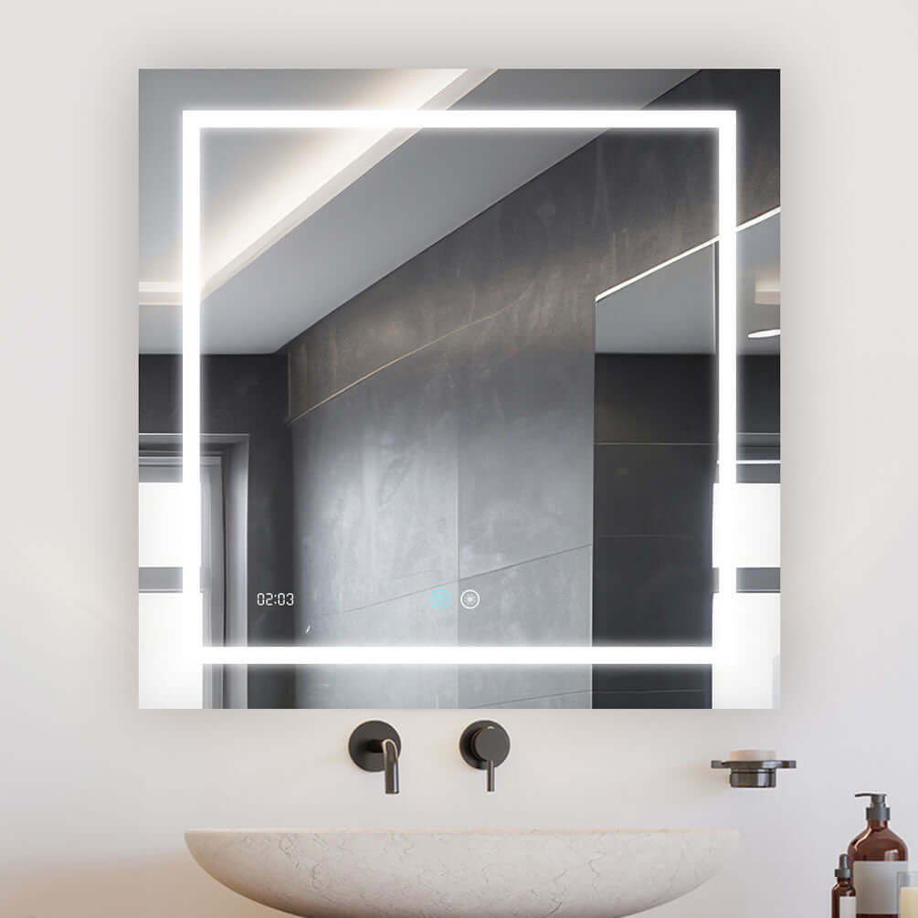 EDGE LED Heated Bathroom Vanity Mirror - 10 Sizes 24" to 96" Wide - Aquadom - Perfect Makeup Mirrors