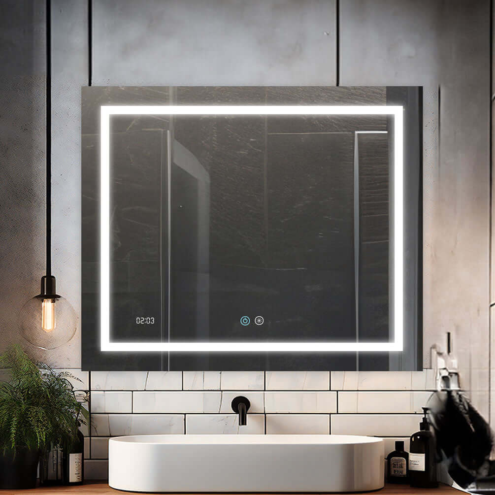 EDGE LED Heated Bathroom Vanity Mirror - 10 Sizes 24" to 96" Wide - Aquadom - Perfect Makeup Mirrors
