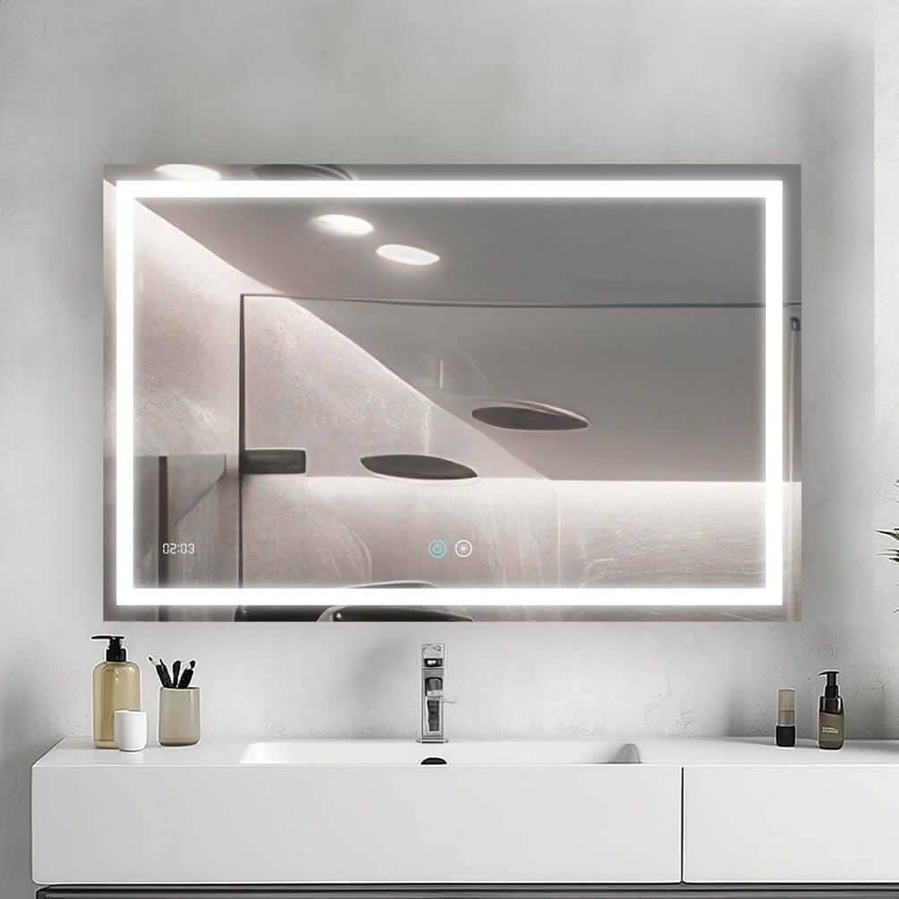 EDGE LED Heated Bathroom Vanity Mirror - 10 Sizes 24" to 96" Wide - Aquadom - Perfect Makeup Mirrors