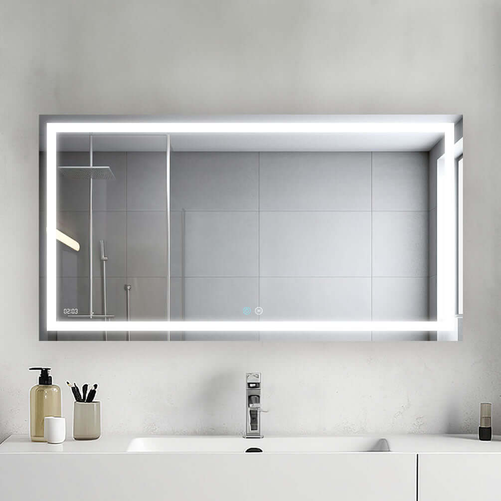 EDGE LED Heated Bathroom Vanity Mirror - 10 Sizes 24" to 96" Wide - Aquadom - Perfect Makeup Mirrors