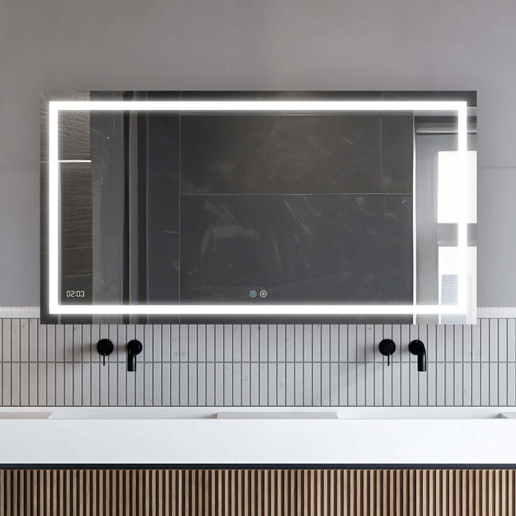 EDGE LED Heated Bathroom Vanity Mirror - 10 Sizes 24" to 96" Wide - Aquadom - Perfect Makeup Mirrors