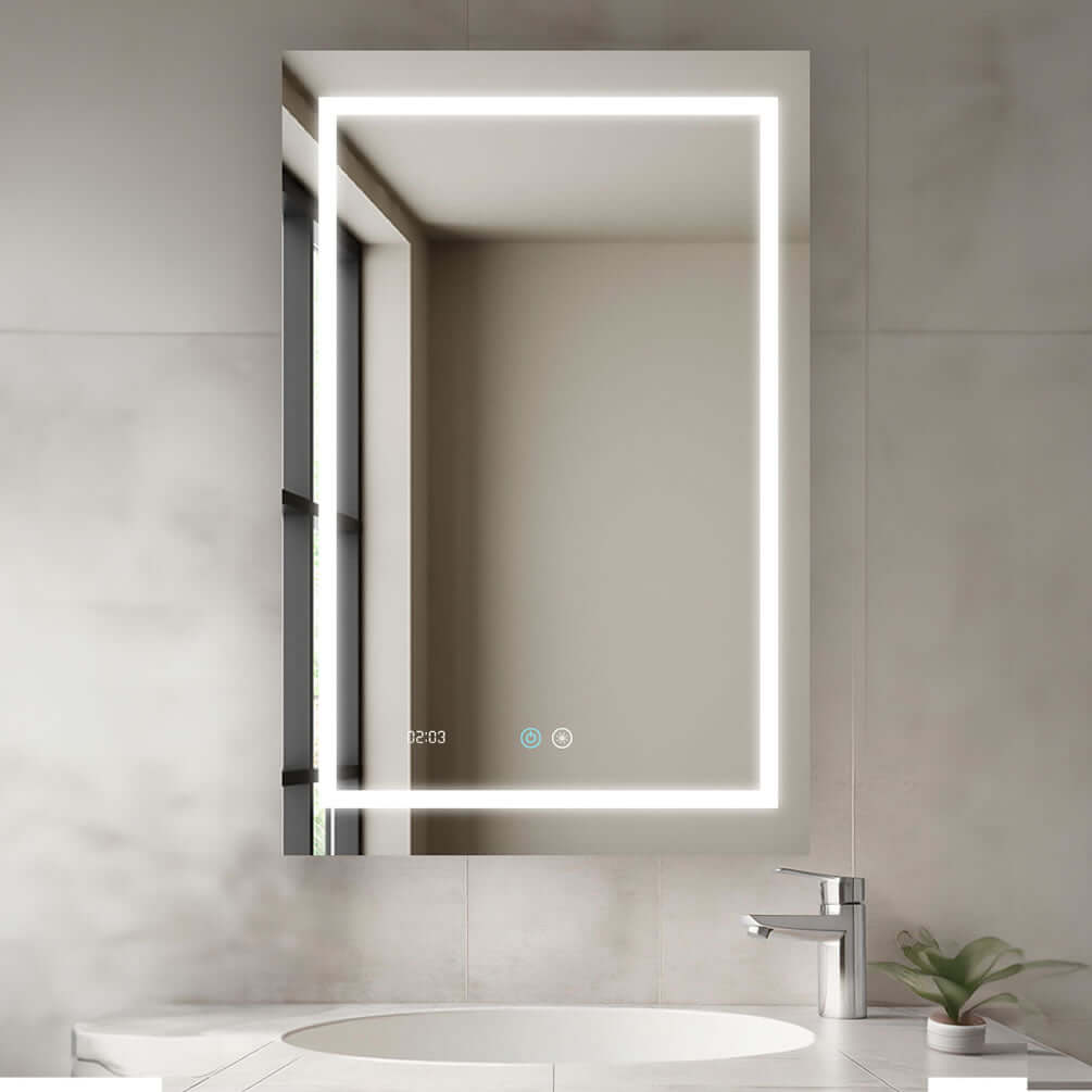 EDGE LED Heated Bathroom Vanity Mirror - 10 Sizes 24" to 96" Wide - Aquadom - Perfect Makeup Mirrors
