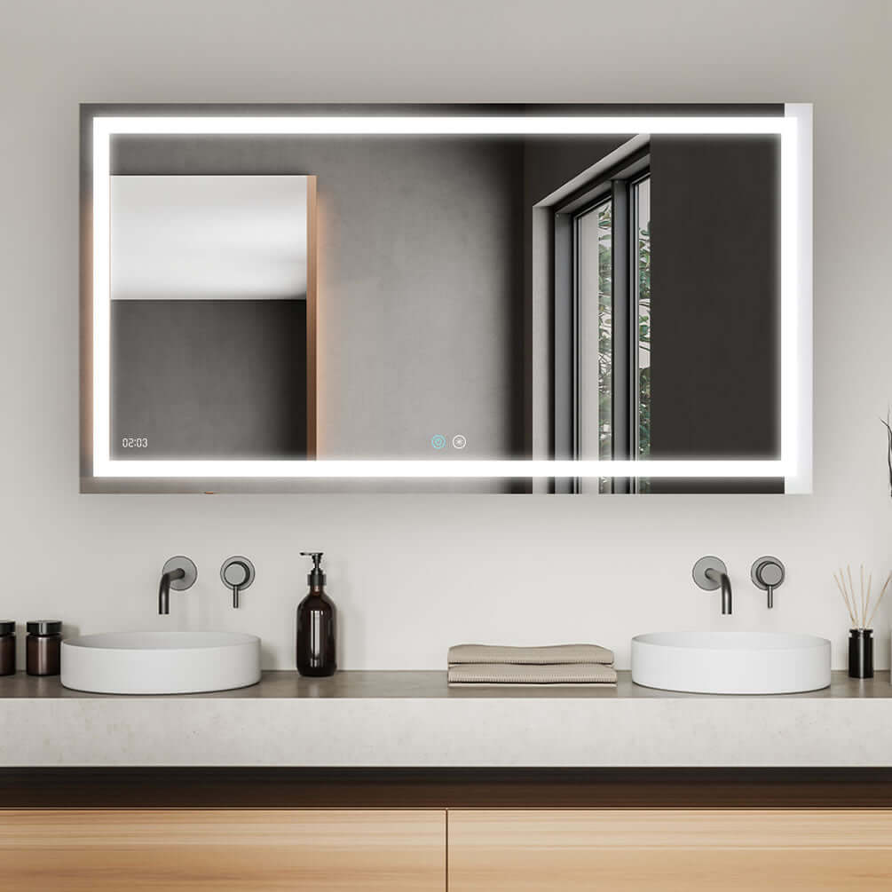 EDGE LED Heated Bathroom Vanity Mirror - 10 Sizes 24" to 96" Wide - Aquadom - Perfect Makeup Mirrors