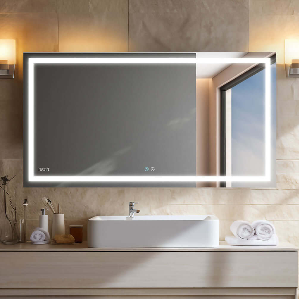 EDGE LED Heated Bathroom Vanity Mirror - 10 Sizes 24" to 96" Wide - Aquadom - Perfect Makeup Mirrors