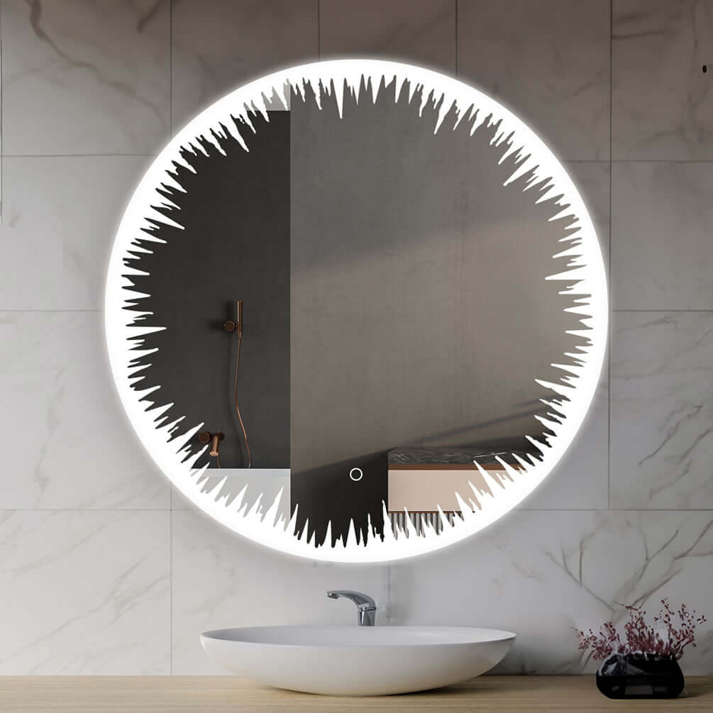30-in. "Flame" by Aquadom with electric defogger to keep your mirror clear, evan after a steamy shower.