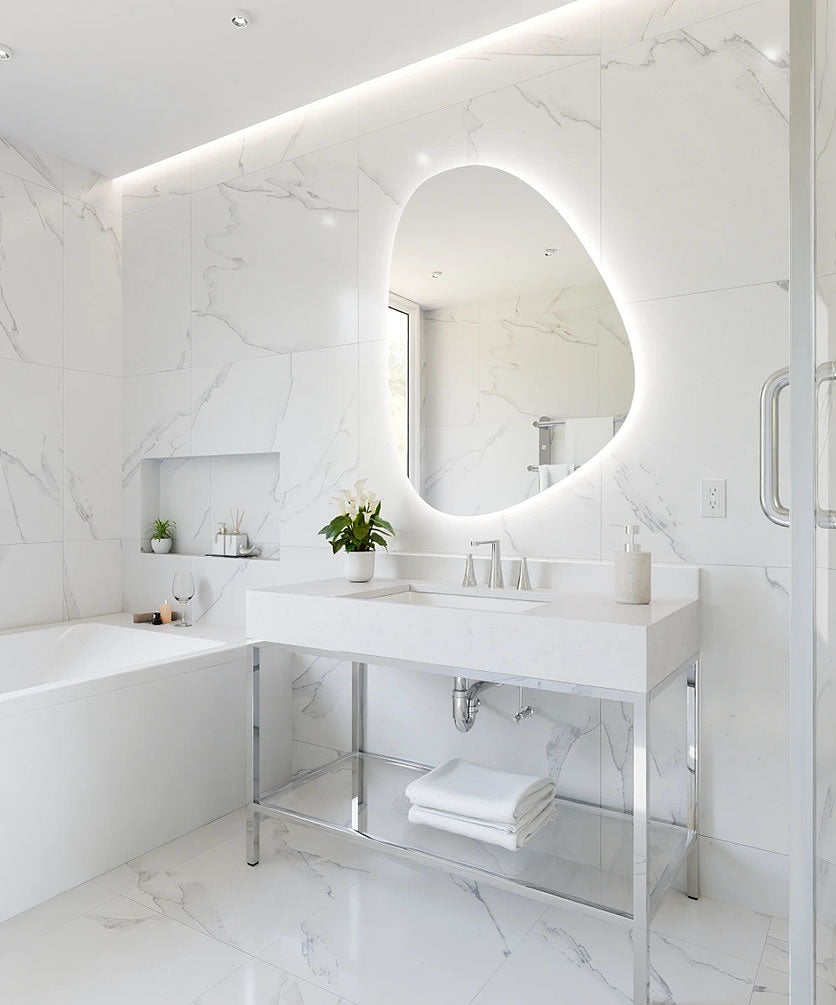 Petra LED Backlit Bathroom Vanity Mirror – 36" Wide x 48" High - by Electric Mirror