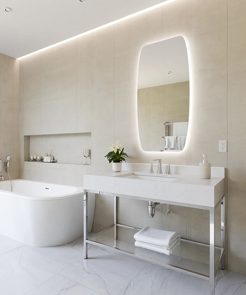 Vanguard LED Backlit Bathroom Vanity Mirror – Vertical and Horzontal Models  - by Electric Mirror