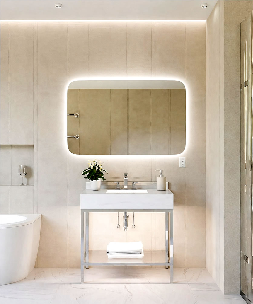 Vanguard LED Backlit Bathroom Vanity Mirror – Vertical and Horzontal Models  - by Electric Mirror