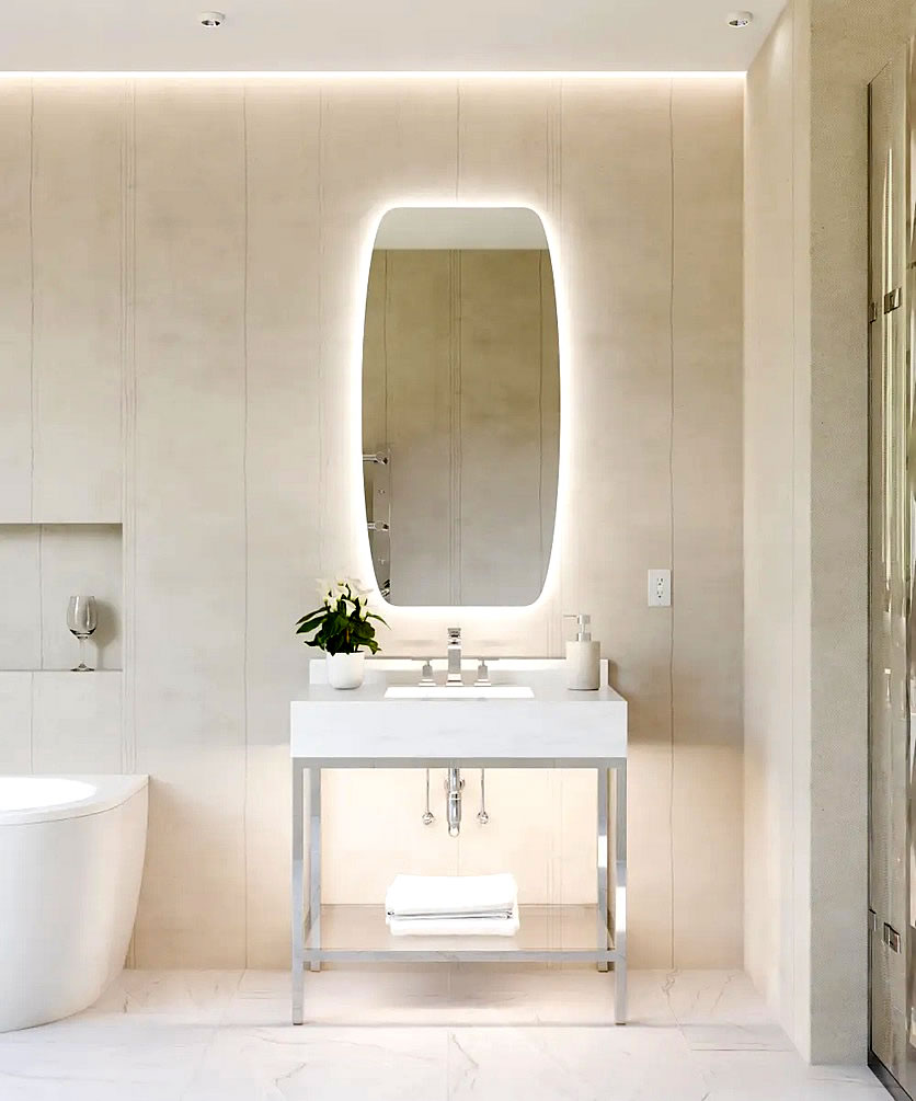 Vanguard LED Backlit Bathroom Vanity Mirror – Vertical and Horzontal Models  - by Electric Mirror