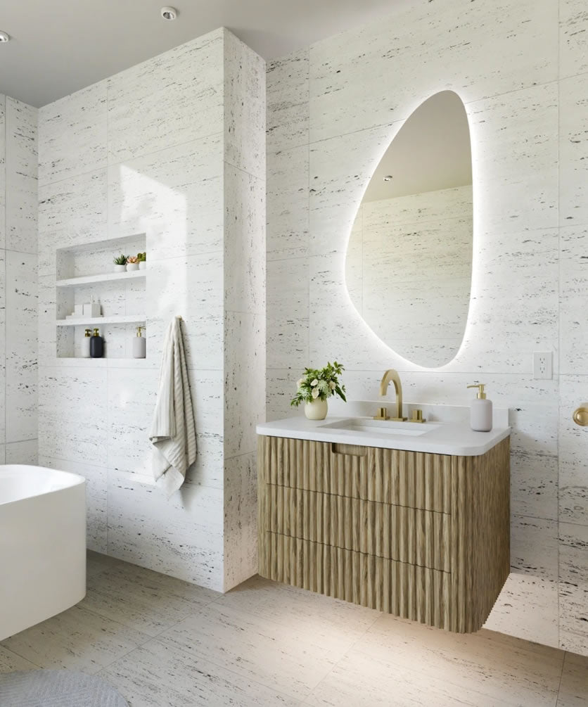 Vela LED Backlit Bathroom Vanity Mirror – 24" Wide x 48" High - by Electric Mirror