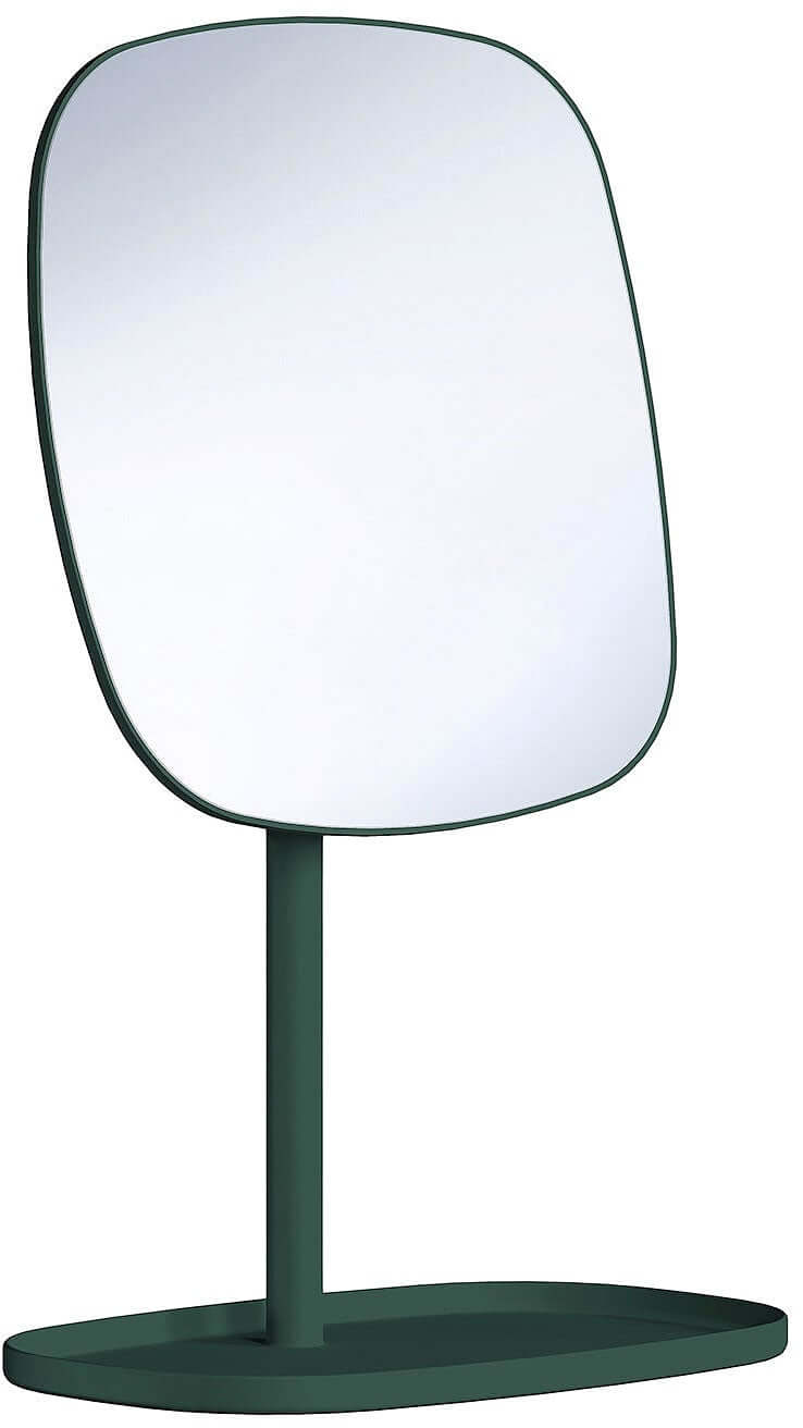 Free-Standing Makeup Mirror with Jewelry Tray - Black, Green, or White