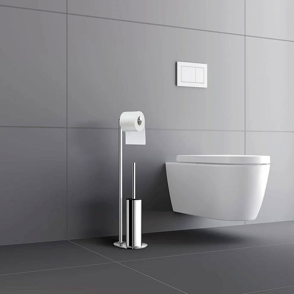 Free Standing Toilet Paper Holder with Toilet Brush - Stainless Steel or Matte Black - SMEDBO