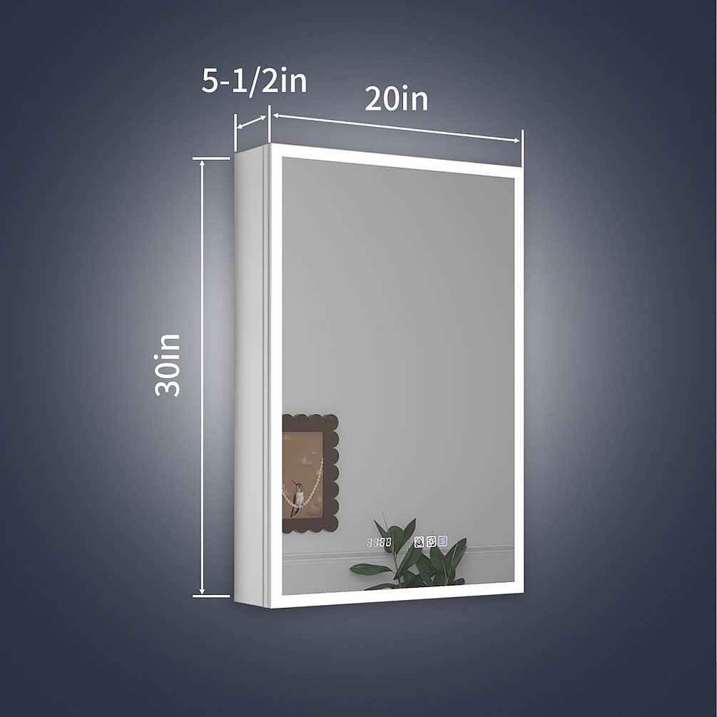 20" Reluma LED Medicine Cabinet is 30" High, Recessed or Surface Mount – Mirror Luxe