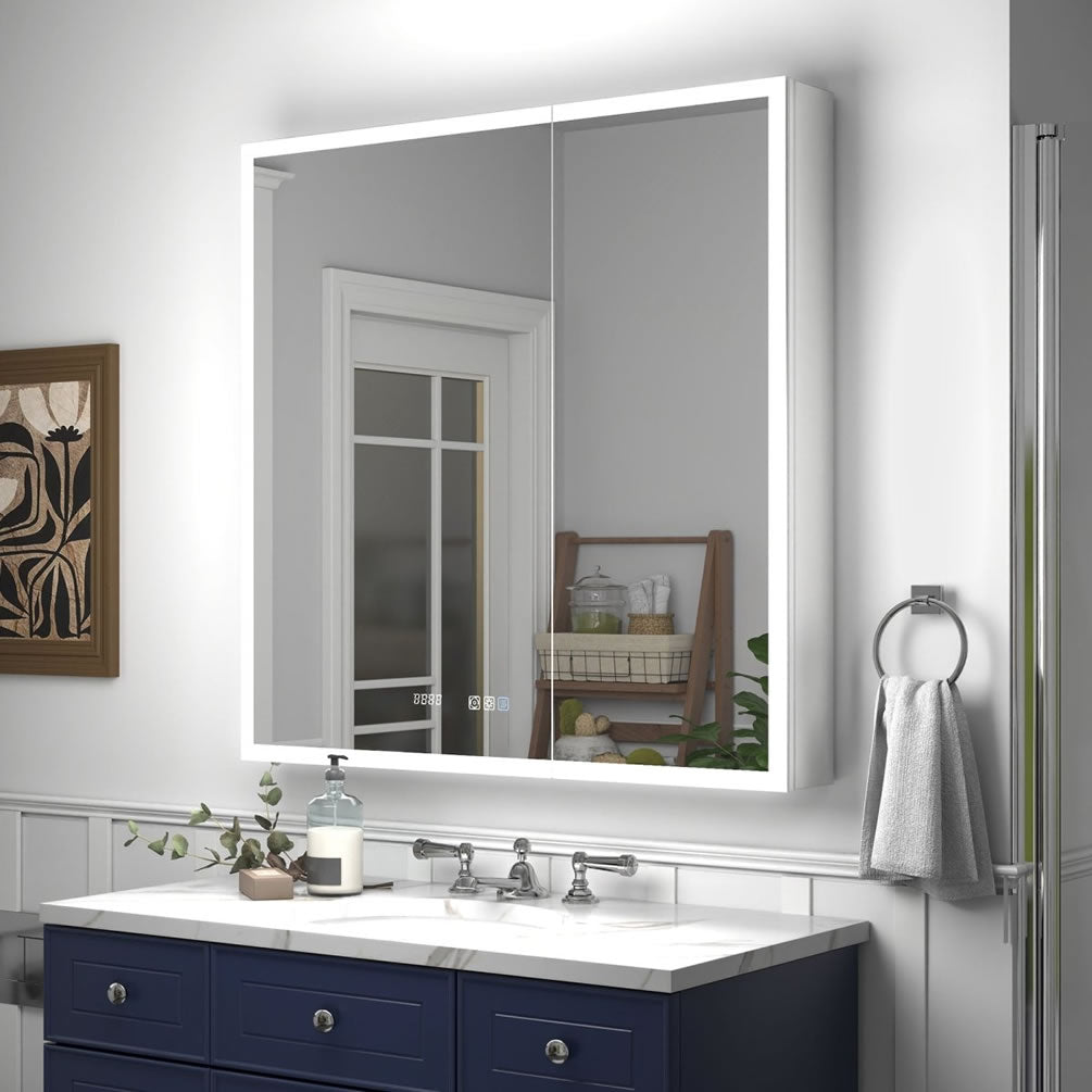 Square format, 36" x 36" Reluma Medicine Cabinet by Mirror Luxe