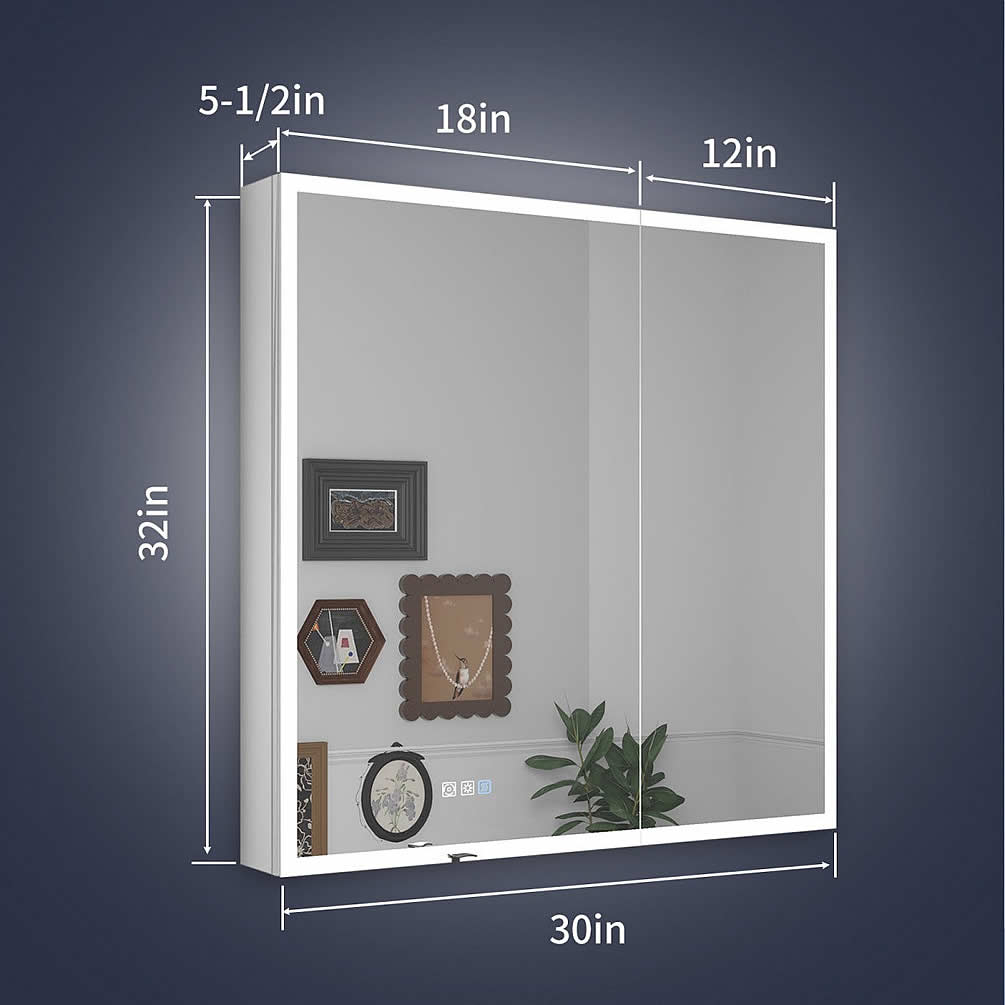 Reluma 30" Wide Medicine Cabinet Dimensions