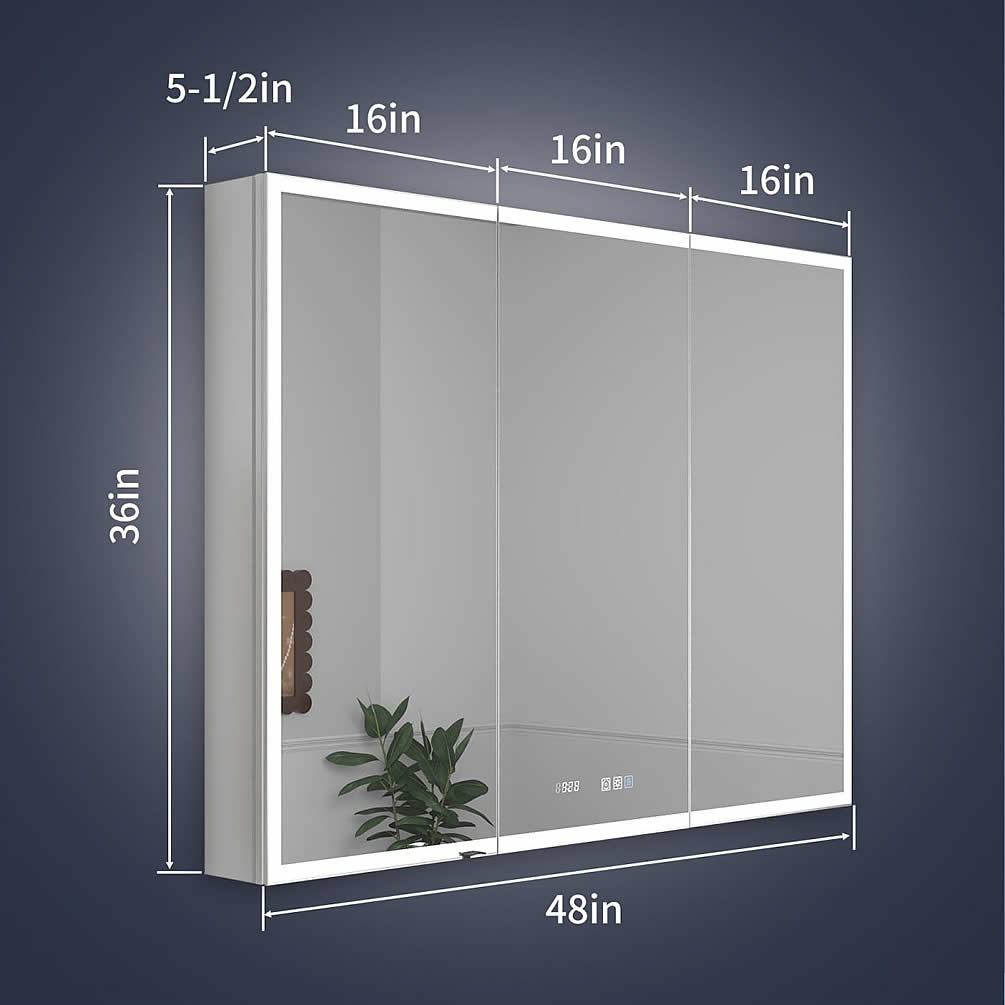 48" Reluma LED Medicine Cabinet 30", or 36" High, Recessed or Surface Mount – Mirror Luxe