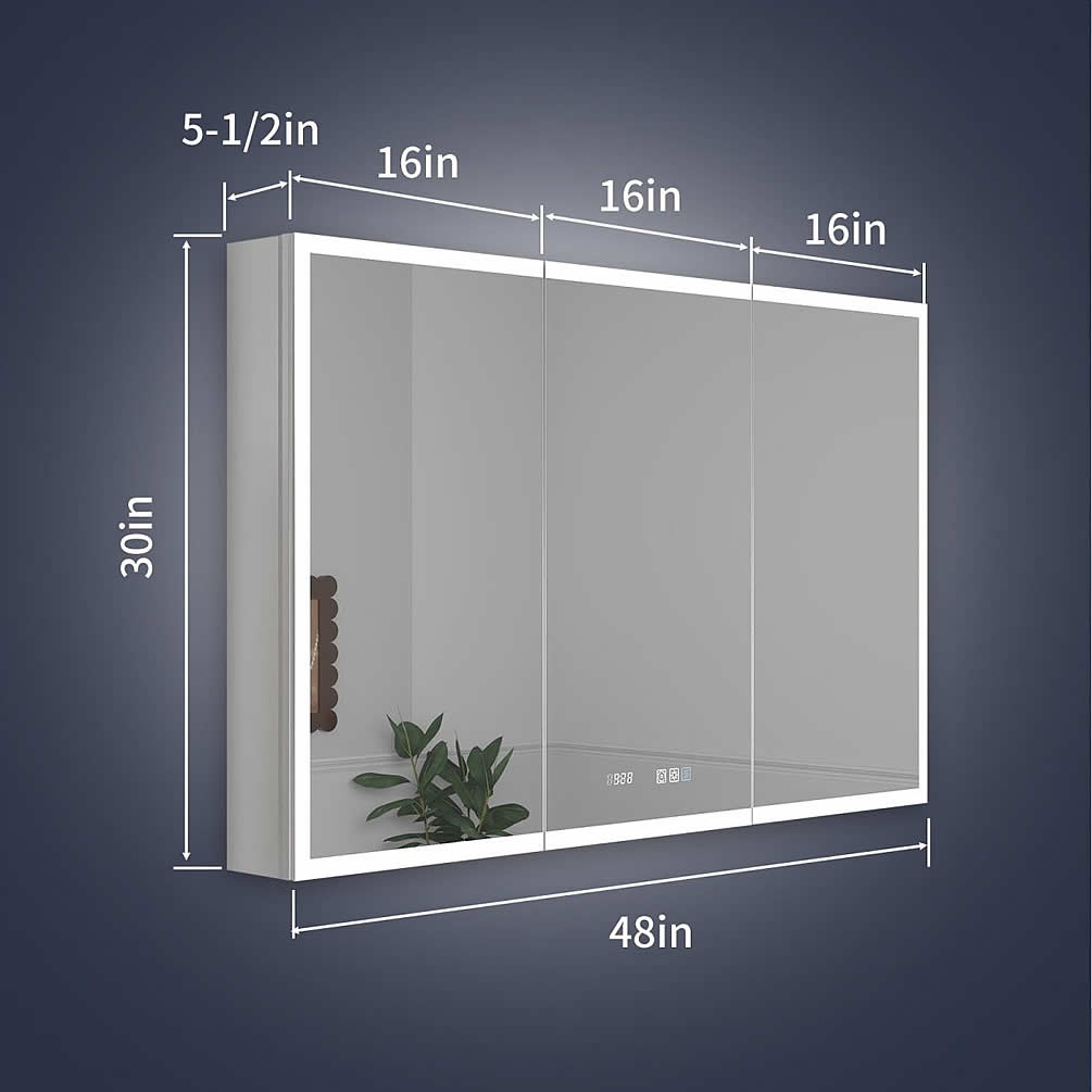 48" Reluma LED Medicine Cabinet 30", or 36" High, Recessed or Surface Mount – Mirror Luxe