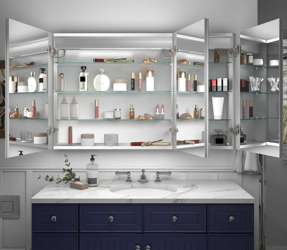 48" Reluma LED Medicine Cabinet 30", or 36" High, Recessed or Surface Mount – Mirror Luxe