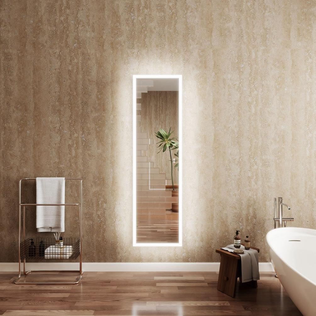 20-1/8" Wide Cabinet/Wardrobe Mirror, with back lighting switched on.