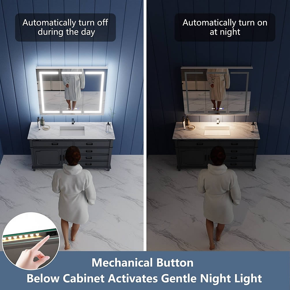 72" Wide Iriel LED Medicine Cabinet, Recessed or Surface Mount – by Mirror Luxe - Perfect Makeup Mirrors