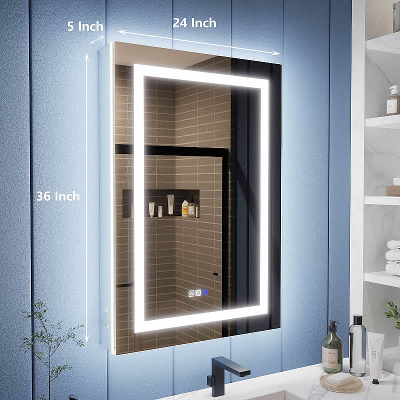 24" Iriel LED Medicine Cabinet 32" or 36" High, Recessed or Surface Mount – Mirror Luxe