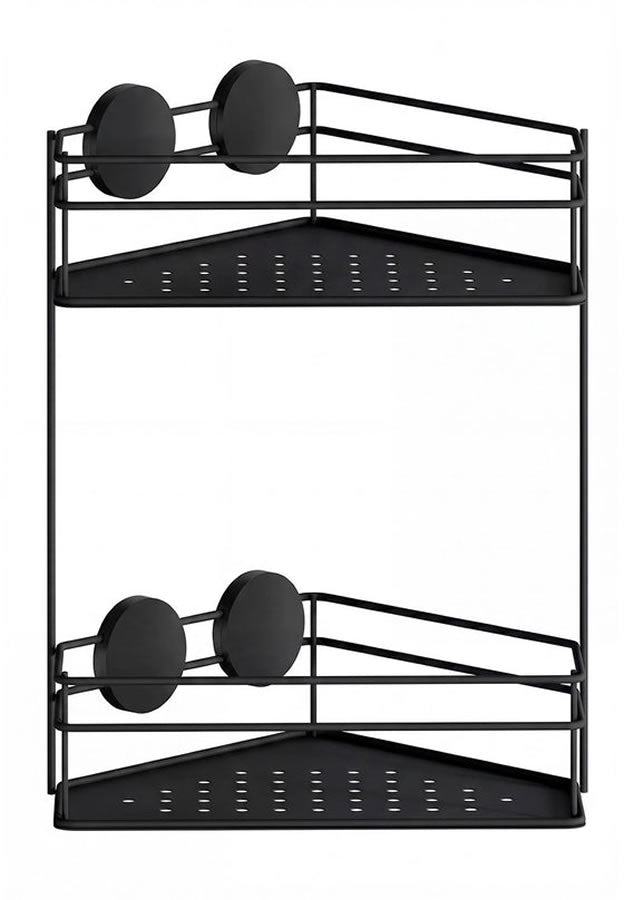 Stainless Steel Self-Adhesive Corner Shower Basket, Polshed Chrome or Matte Black - by Beslagsbode