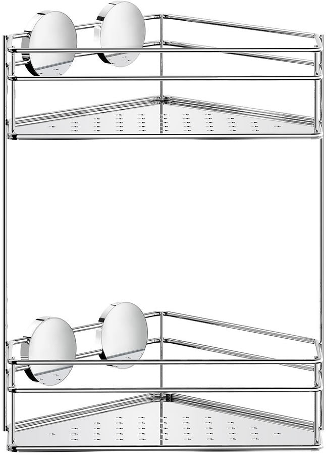 Stainless Steel Self-Adhesive Corner Shower Basket, Polshed Chrome or Matte Black - by Beslagsbode