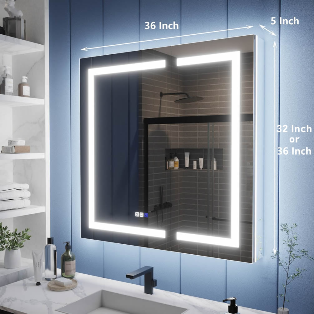 Dimensions - Mirror Luxe Iriel 36" Wide Medicine Cabinet