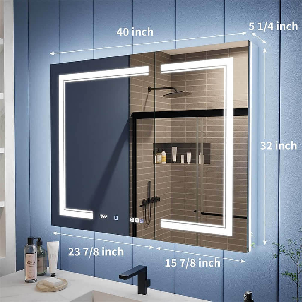 Iriel 40" x 32" High.  Doors open from the center - and interior lighting illuminates automatically. - 6,000k.