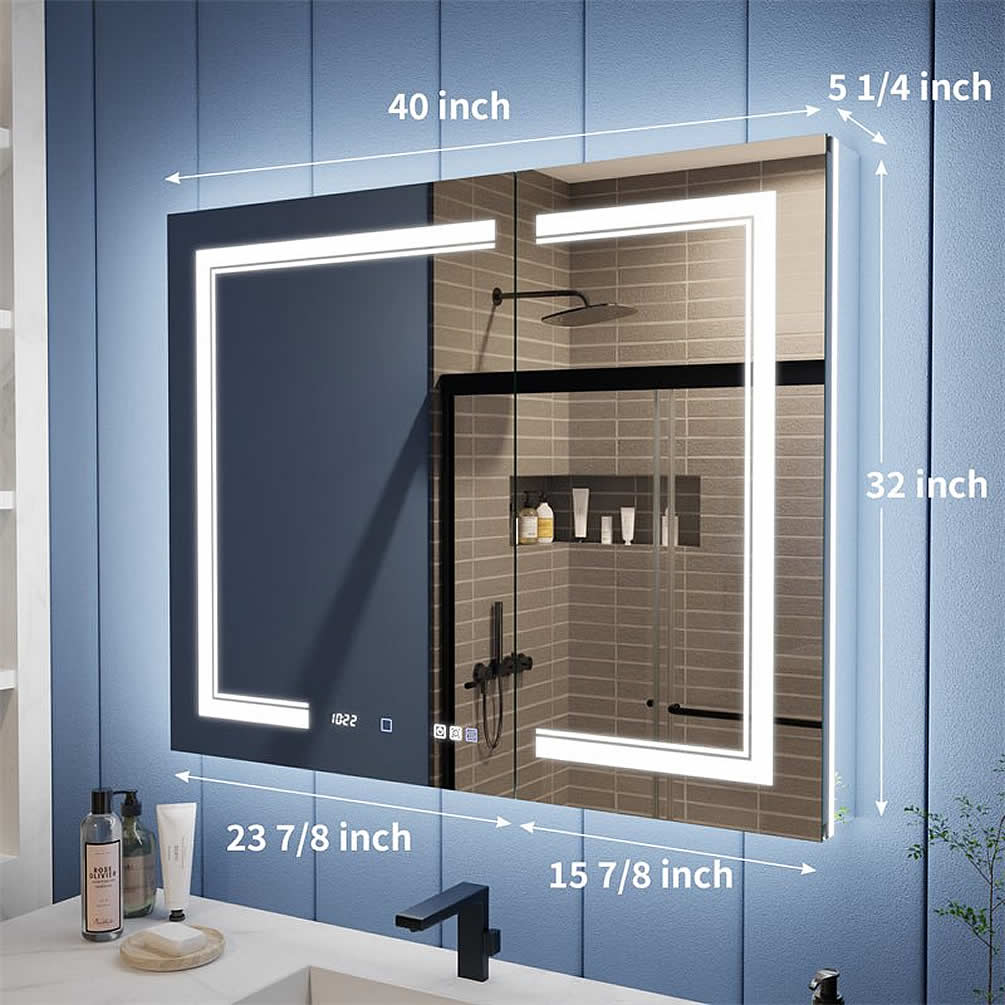Iriel 40" x 32" High.  Doors open from the center - and interior lighting illuminates automatically. - 6,000k.
