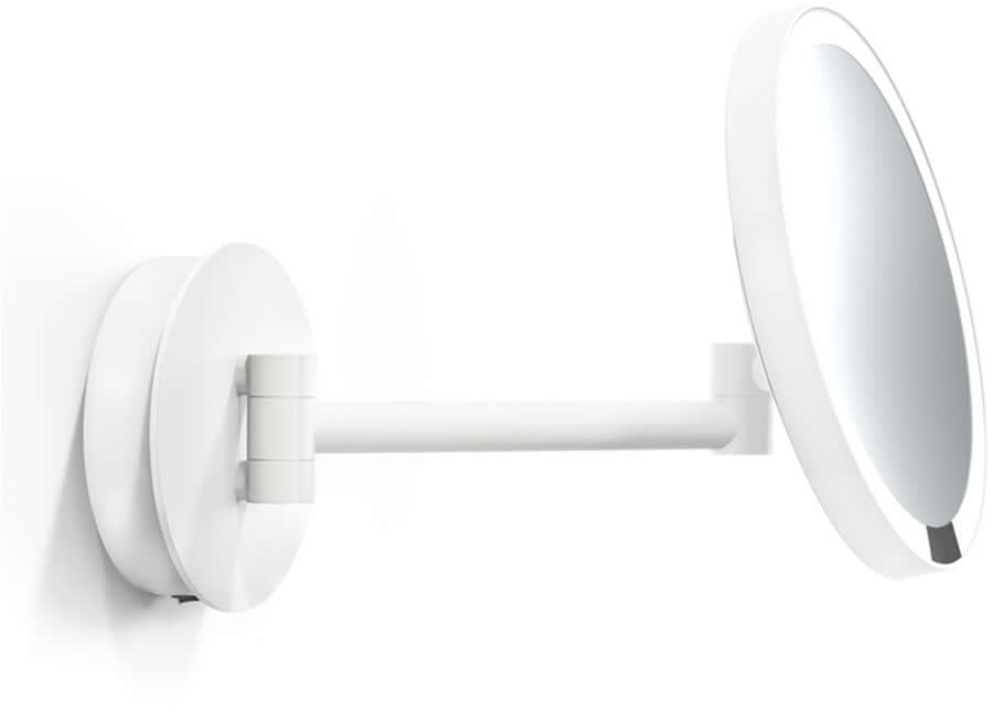Matte White - This makeup mirror with lights has built in dimmer function and adjustable LEDs from 3,000k to 5,000k.