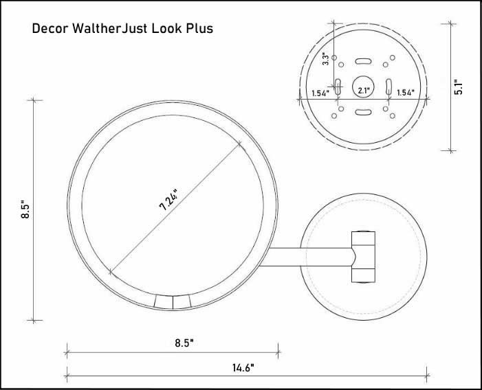 JUST LOOK PLUS WD 5x or 7x LED Hardwired Makeup Mirror with Lights - 3 Finishes by Decor Walther - Perfect Makeup Mirrors