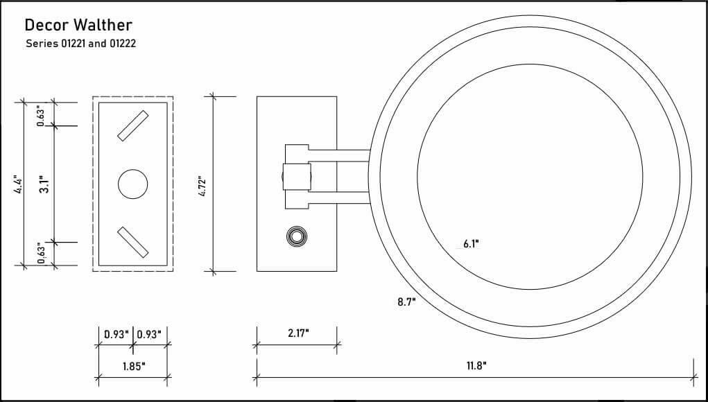 Hardwired 3x, 5x, or 7x LED Makeup Mirrors with Lights - by Decor Walther in 7 Finishes
