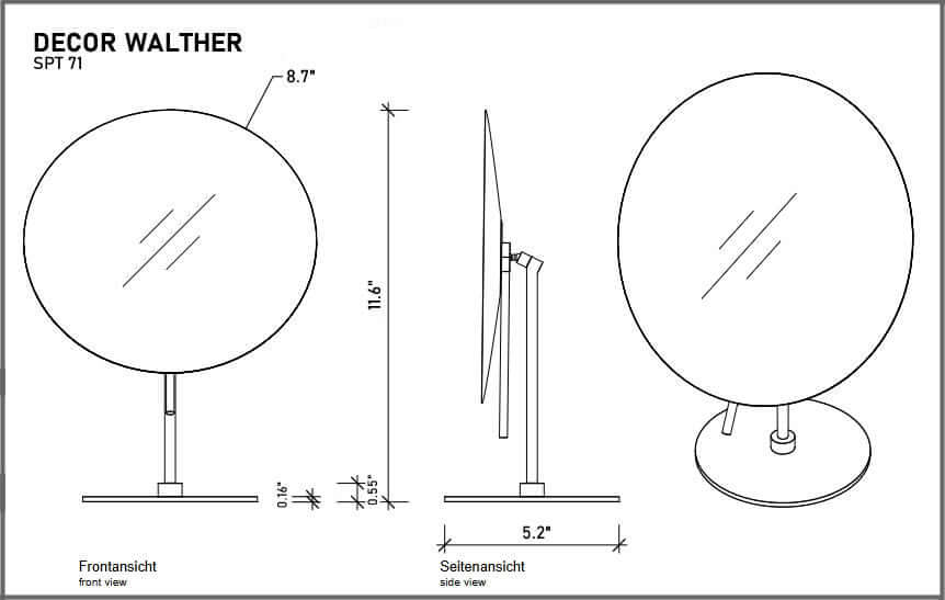 SPT71 Technical Drawing - Matte White, Polished Chrome, or Matte Black - 5x Magnification.  (Does not reverse.)