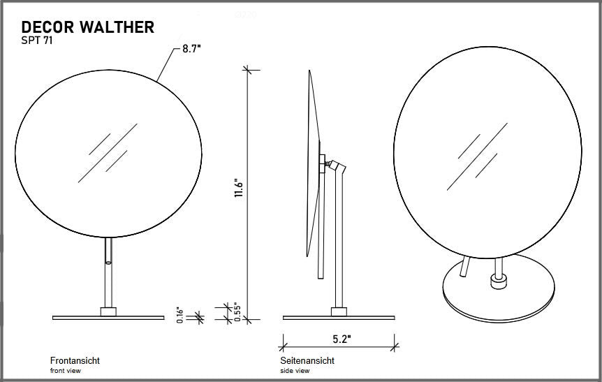 SPT71 Technical Drawing - Matte White, Polished Chrome, or Matte Black - 5x Magnification.  (Does not reverse.)