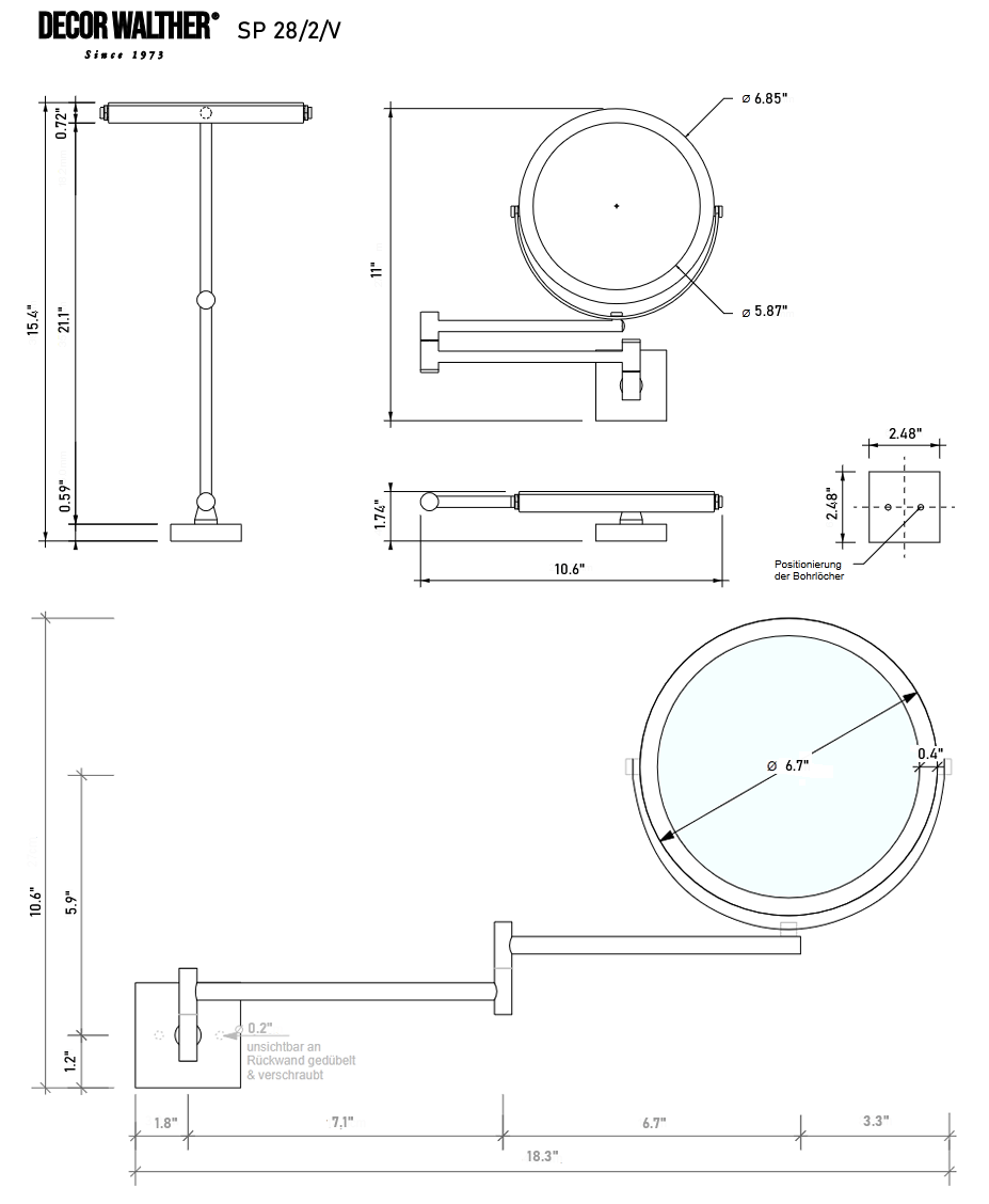 SP 28/2/V By Decor Walther.  5x/1x Reversible.  Technical Drawing.