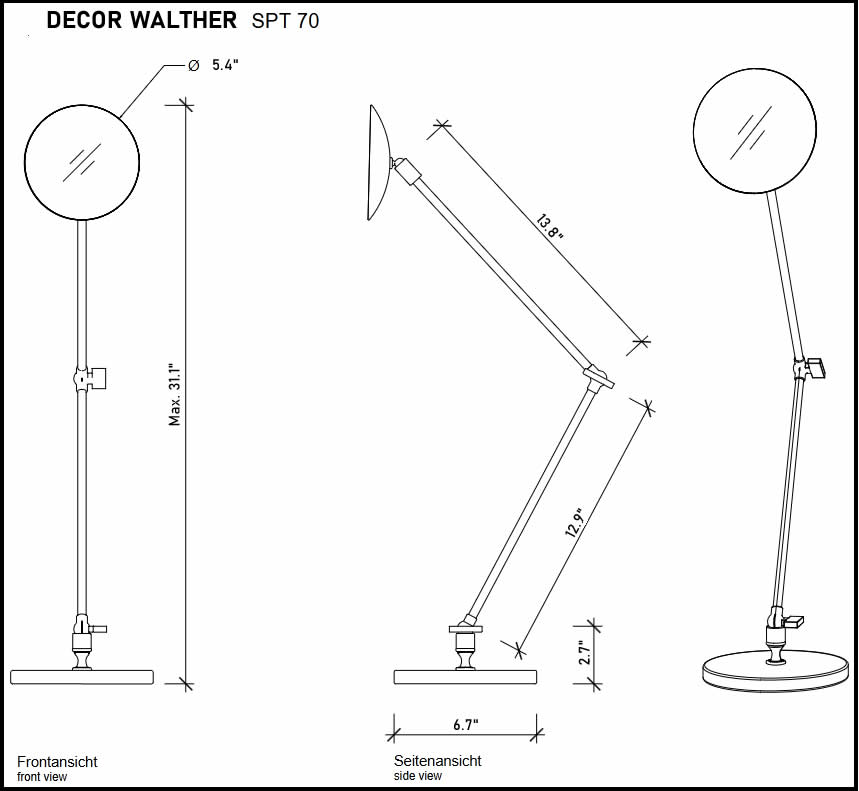 Decor Walther SPT 70 Extra-Tall Adjustable Height 5x Makeup Mirror - Polished Chrome or Matte Black