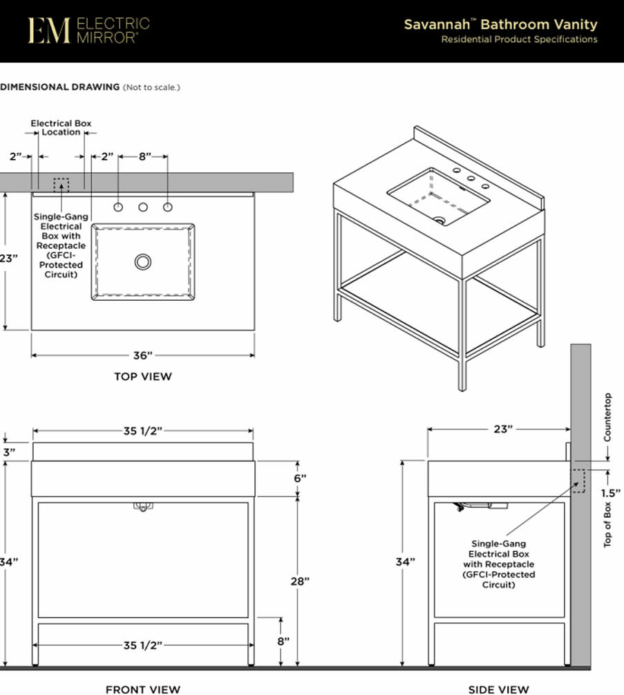 Sevannah 36" Open Bathroom Vanity with Quartz Countertop and Sink by Electric Mirror