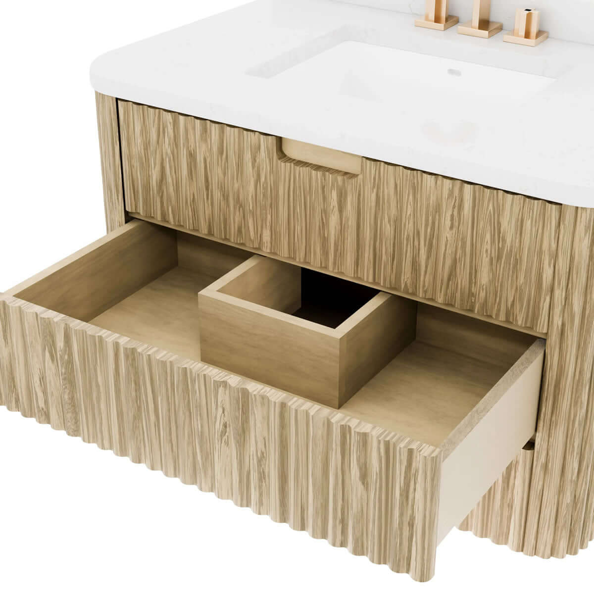 Monterey 36" Floating Bathroom Vanity with Quartz Countertop and Sink by Electric Mirror - Perfect Makeup Mirrors