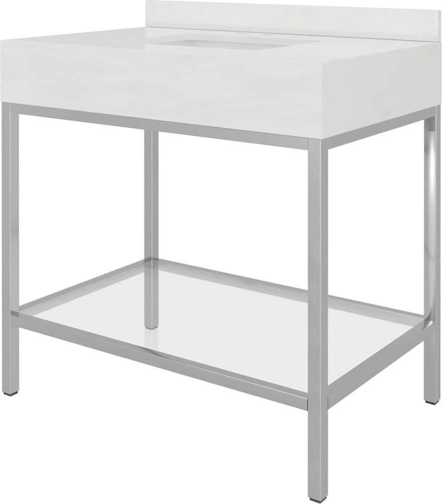 Sevannah 36" Open Bathroom Vanity with Quartz Countertop and Sink by Electric Mirror - Perfect Makeup Mirrors