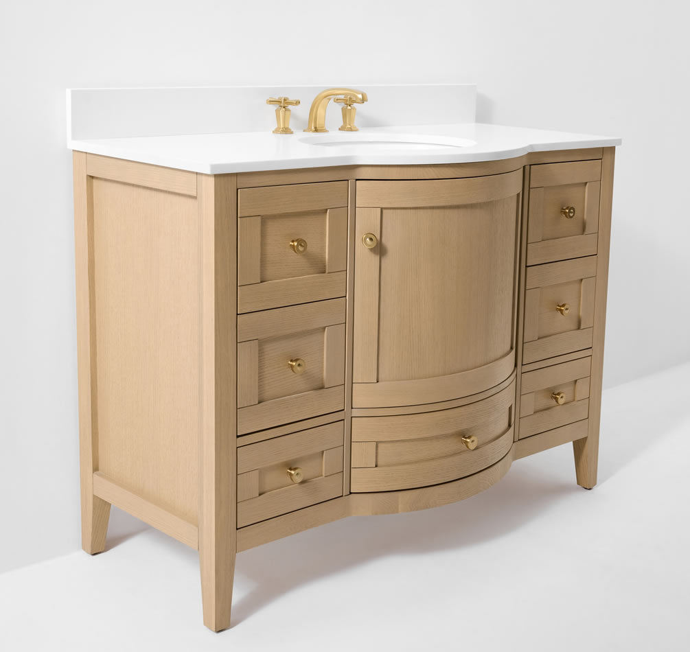 Lauren 42" & 48" American Oak Finished Solid Wood + Alpine White Quartz Top - by Ancerre Designs