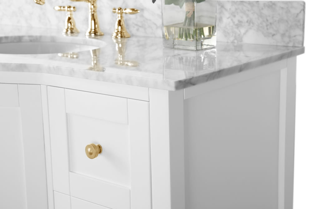 Lauren 48" Hancrafted Solid Wood White Vanity with Italian Carrara Marble Top - by Ancerre Designs