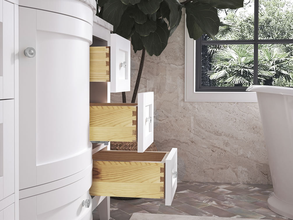 Lauren 48" Hancrafted Solid Wood White Vanity with Italian Carrara Marble Top - by Ancerre Designs