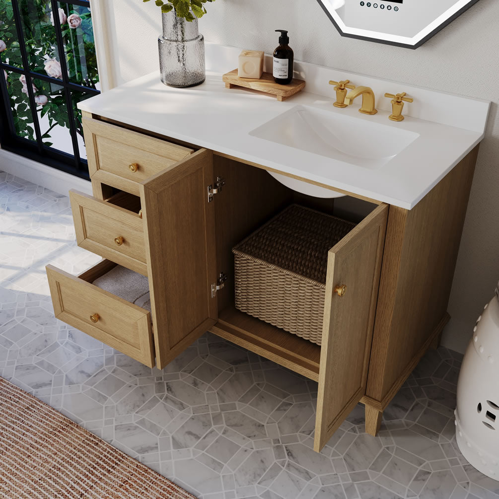 Hannah 42" and 48" Oak Finish Solid Wood Vanitty Set by Ancerre Designs