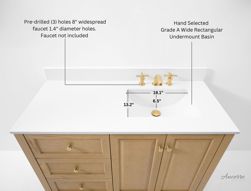 Hannah 42" and 48" Oak Finish Solid Wood Vanitty Set by Ancerre Designs