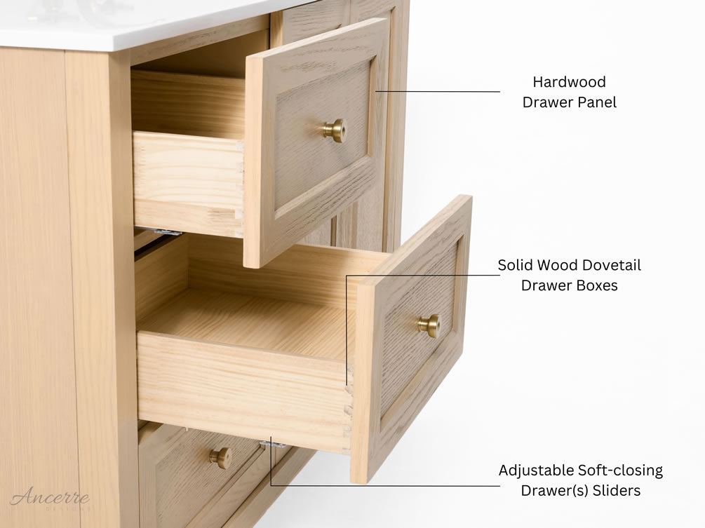 Hannah 42" and 48" Oak Finish Solid Wood Vanitty Set by Ancerre Designs