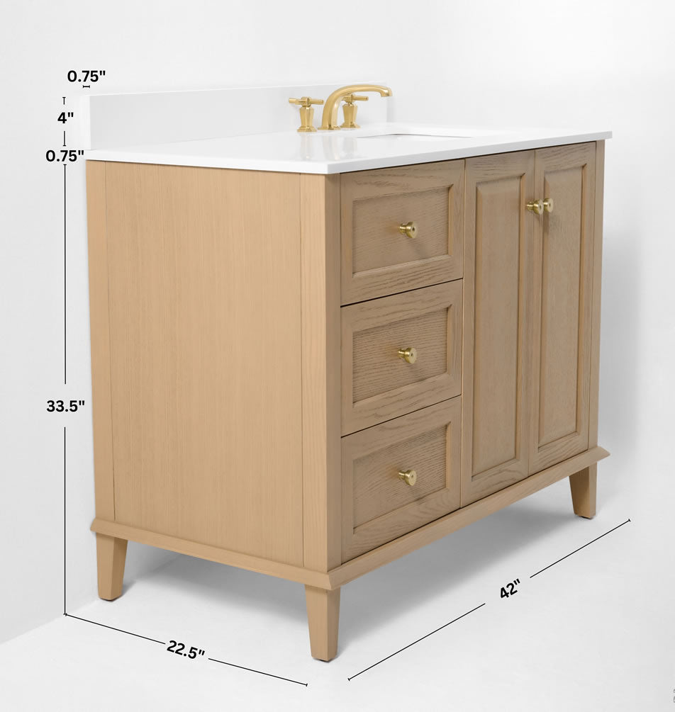 Hannah 42" and 48" Oak Finish Solid Wood Vanitty Set by Ancerre Designs