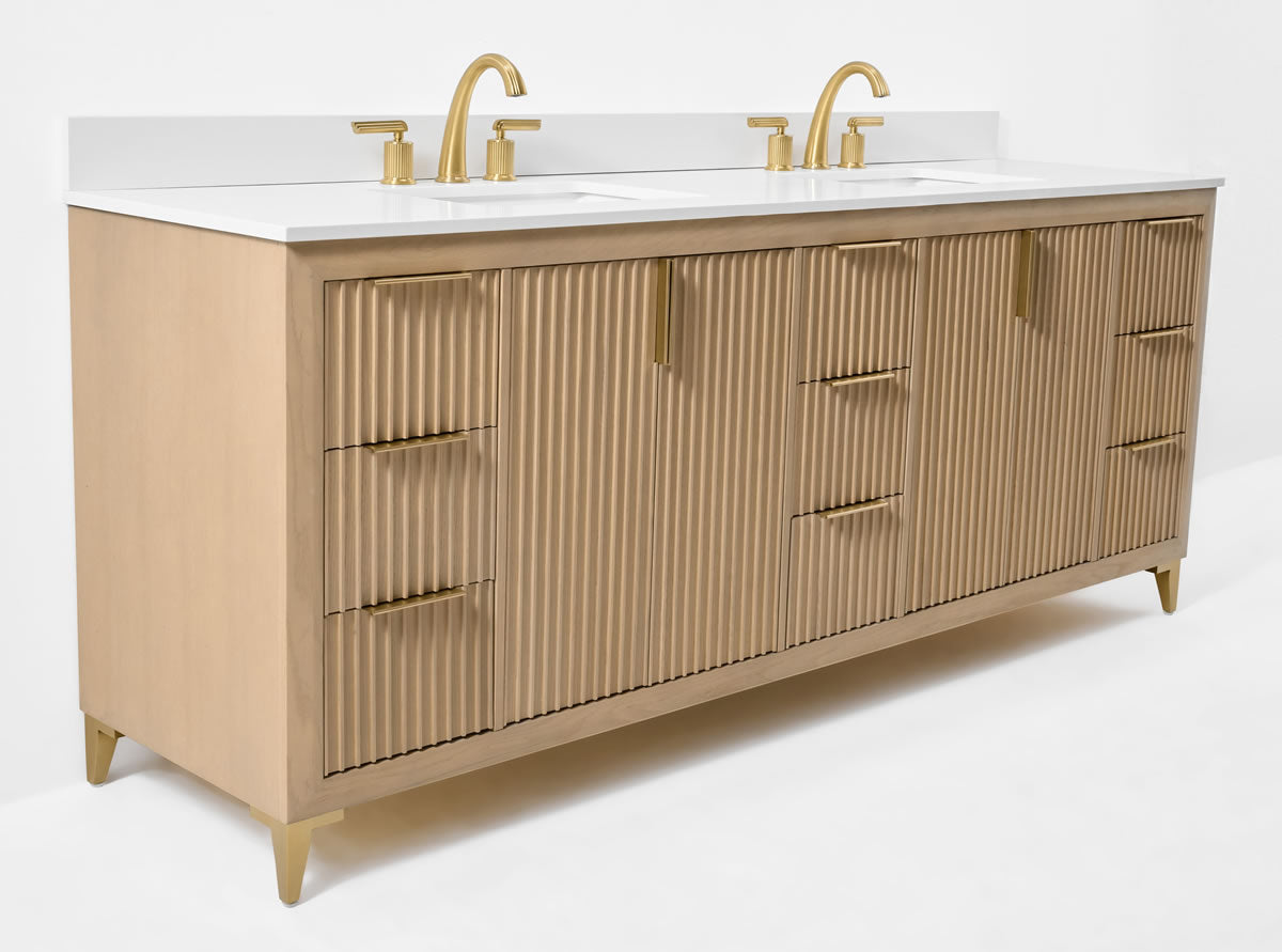 Turlington 84"Solid Wood His & Hers Vanitty Set in American Oak or Black Oak by Ancerre Designs
